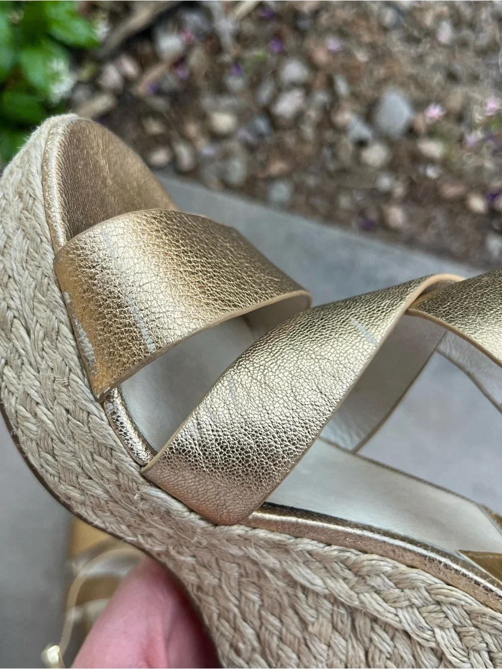 Michael Kors gold wedge sandals 8.5